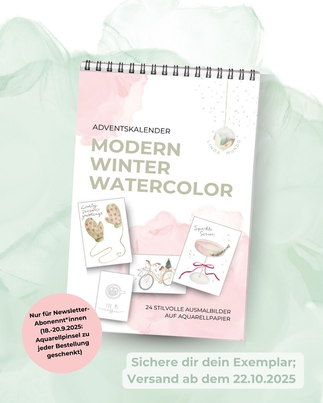 Calendario de Adviento - ACUARELA MODERNA DE INVIERNO *NUEVO*