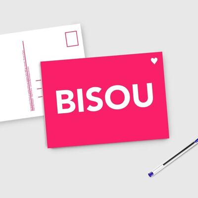 Carte A5 Rose Fluo - BISOU