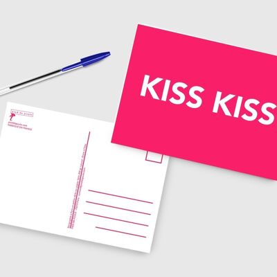 Carte A5 Rose Fluo - KISS KISS