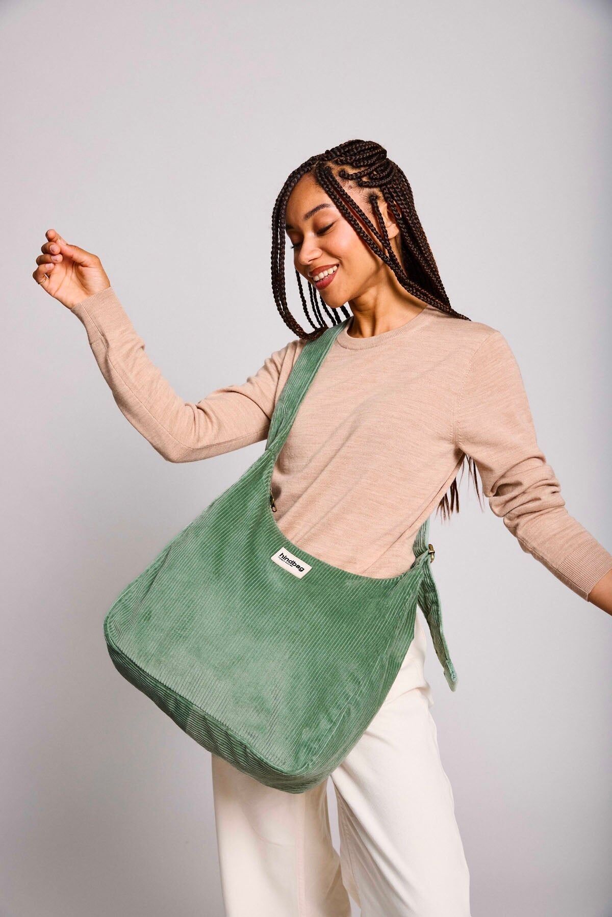 Borsa hobo Claire Velvet in verde acqua