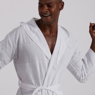 Trendy Unisex Cotton Hammam Bathrobe - White