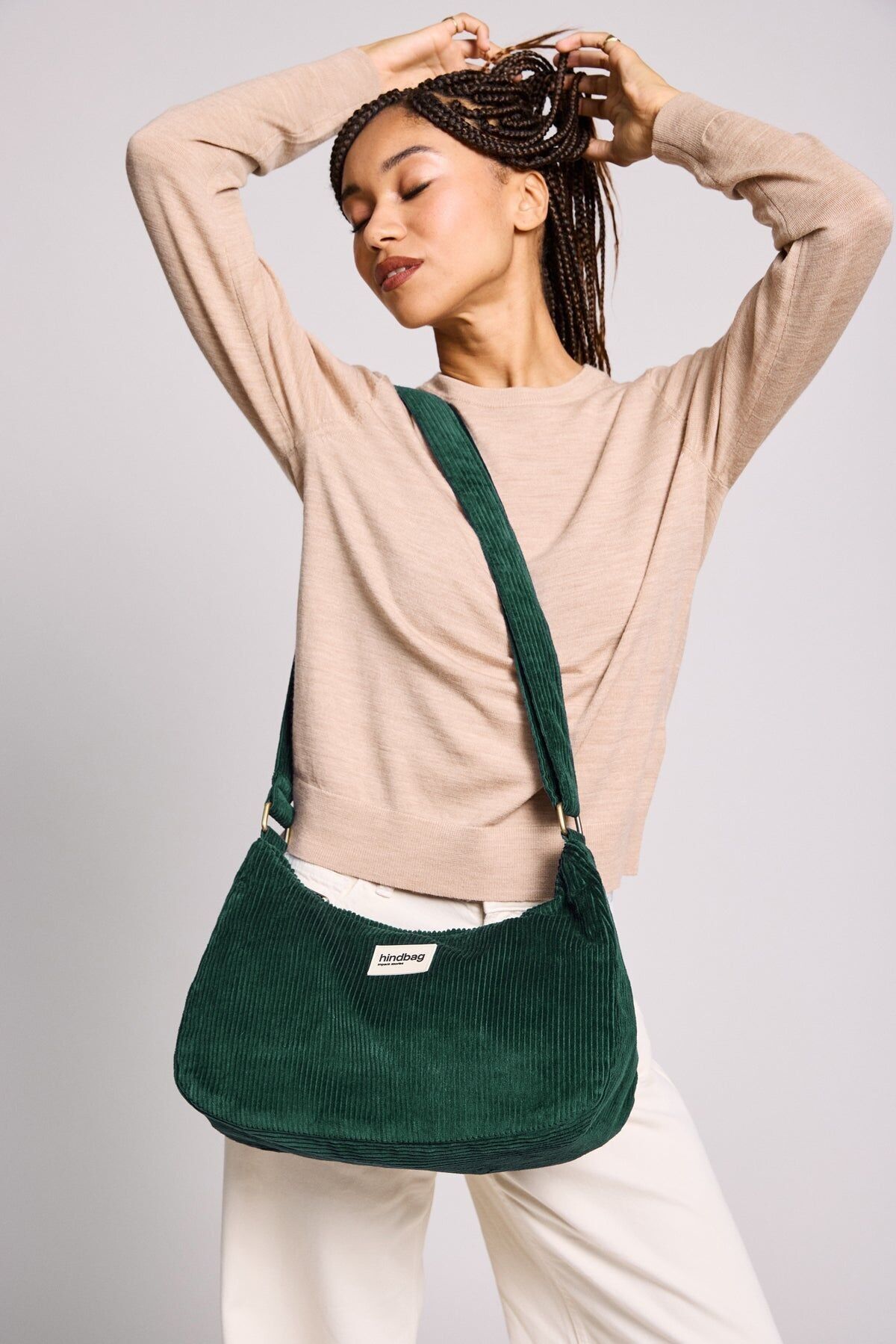 Borsa in velluto rosa abete