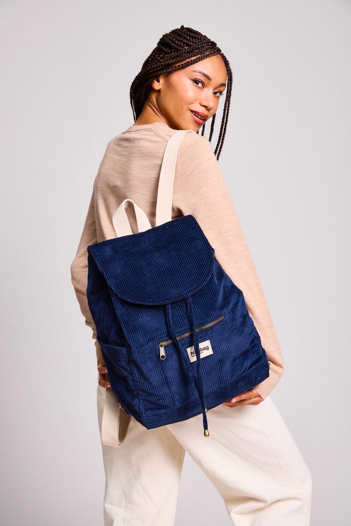 Eliot Rucksack aus marineblauem Samt