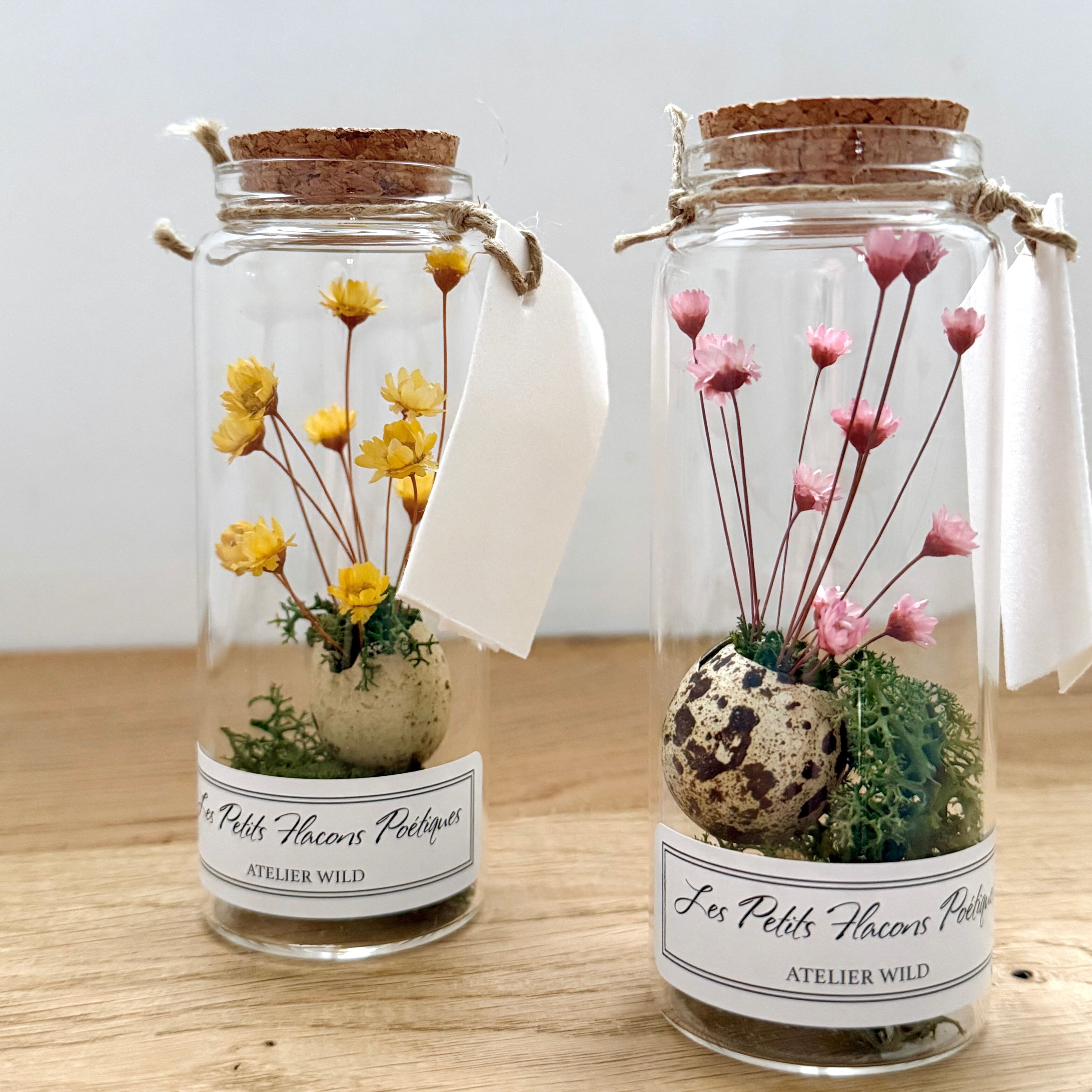 Piccole bottiglie poetiche - Gusci d'uovo e fiori - Set di 6 colori assortiti