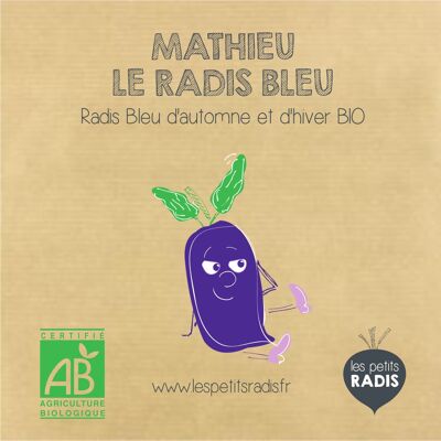 Mini kit de graines BIO de Mathieu le radis bleu certifiées par FR-BIO-01