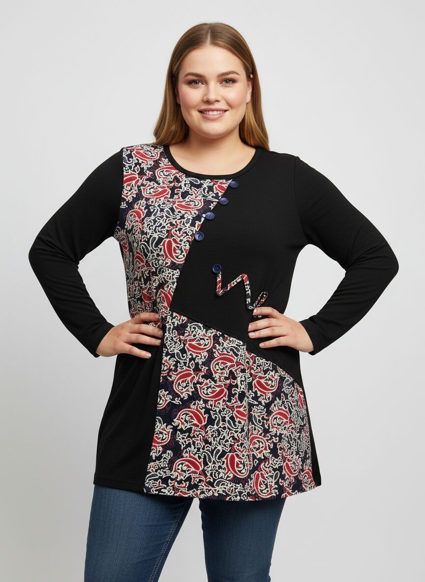 Tunique semi imprimé grande taille (A736)