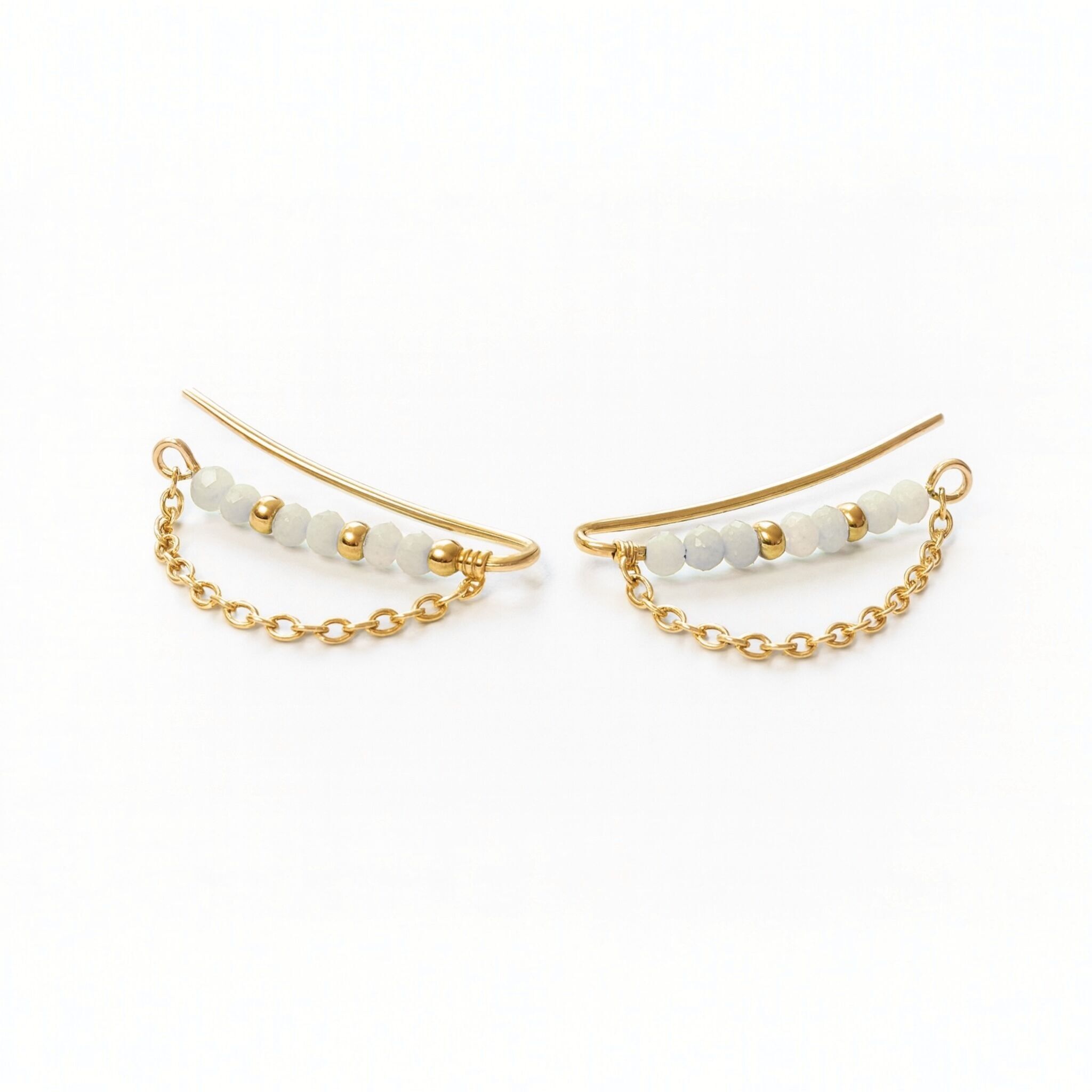 Ear Climber Ohrringe – Gold filled oder 925 Silber – Natursteine