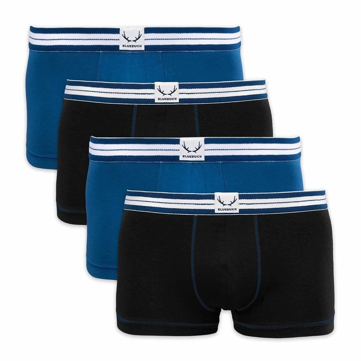 4 klassische schwarze und marineblaue Herren-Boxershorts aus Bio-Baumwolle