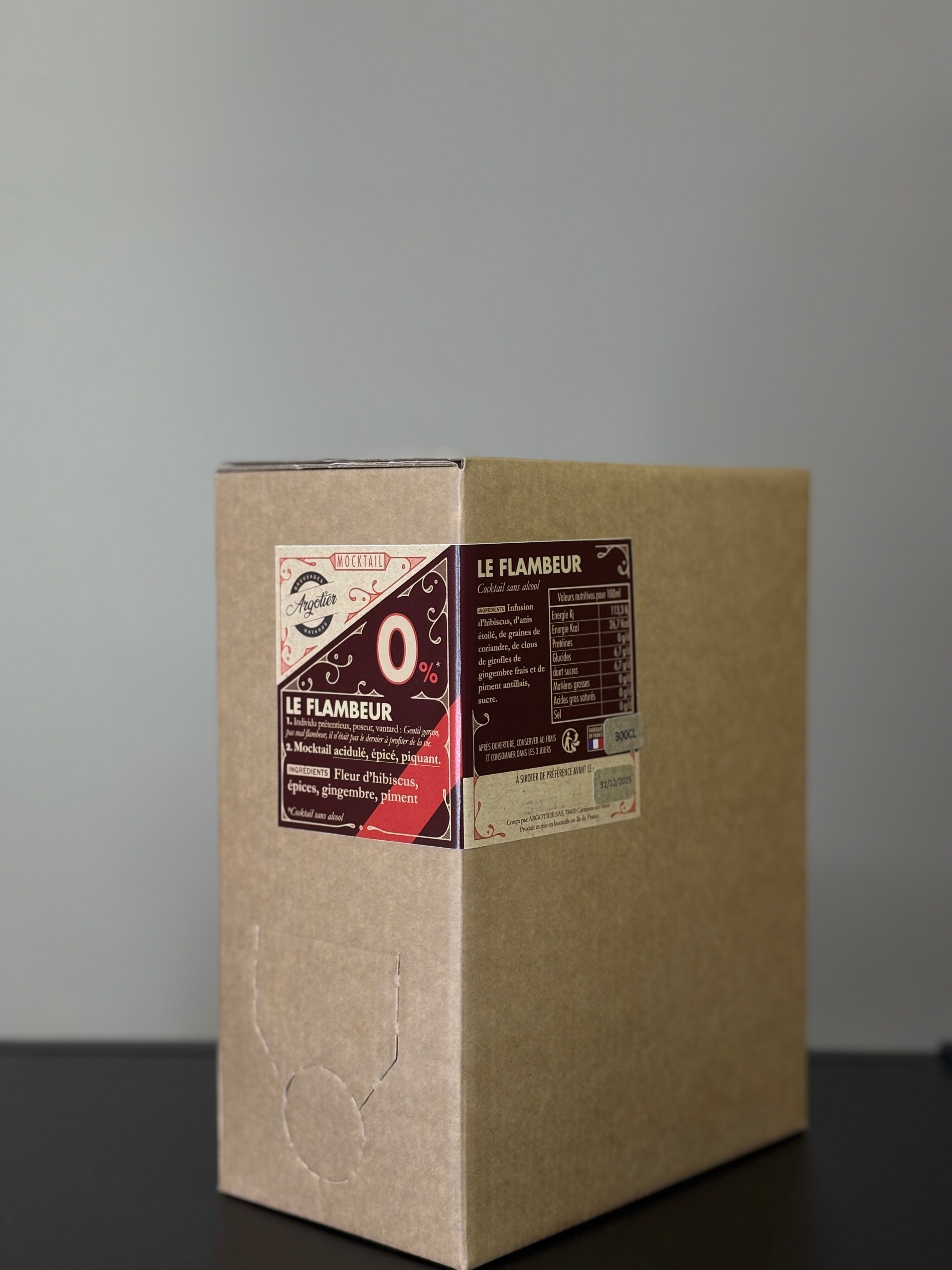 Cocktail analcolico artigianale pronto da bere (infuso di ibisco) - LE FLAMBEUR 3L