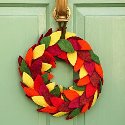 Felt Colourful Leaf Wreath