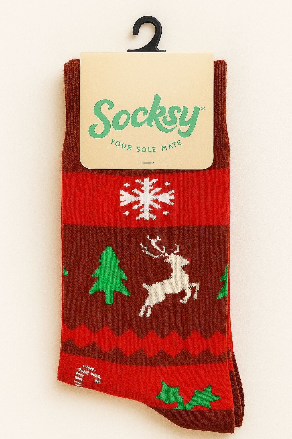 Weihnachtssocken mit rotem Rentier