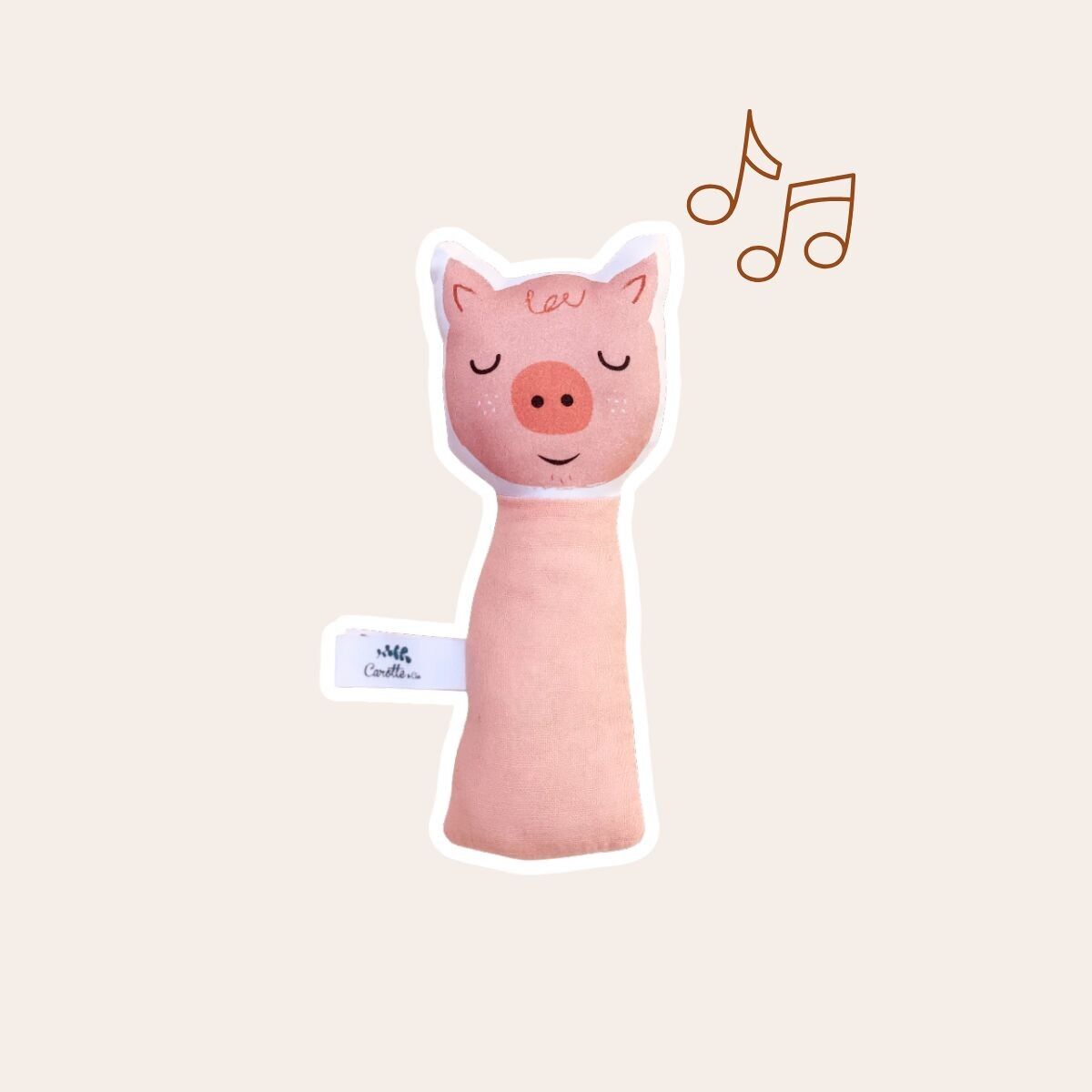 Hochet Gling-Gling Cochon rose blush