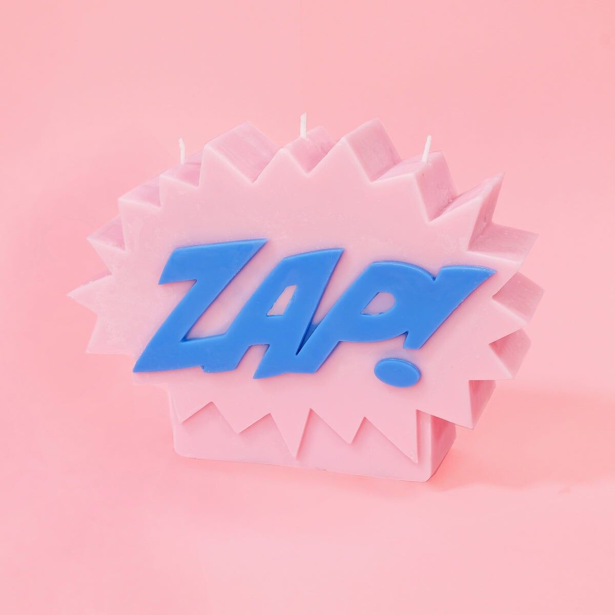 ZACK!Cartoon-Stumpenkerze in Pink und Blau