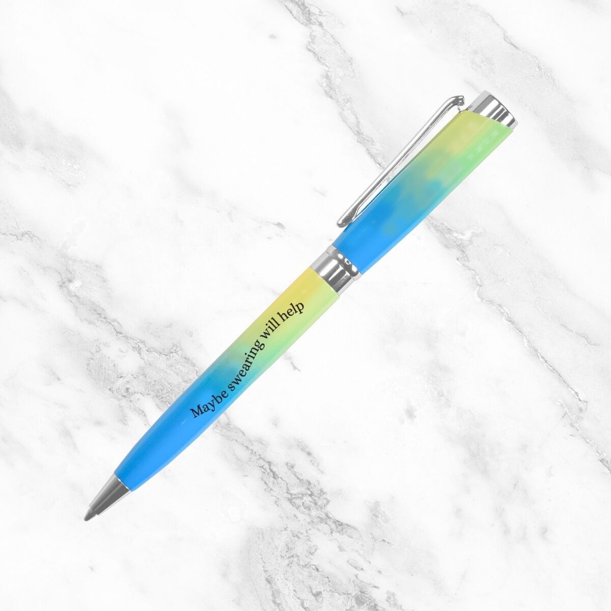 Vielleicht hilft Fluchen Blauer und grüner Stift