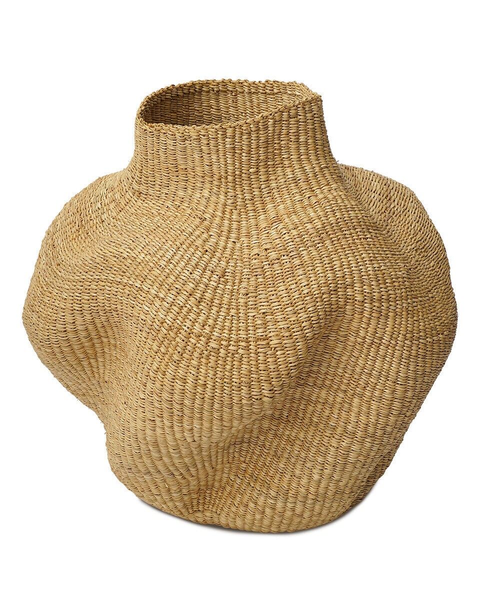 JENA : Vase décoratif sculptural tissé naturel