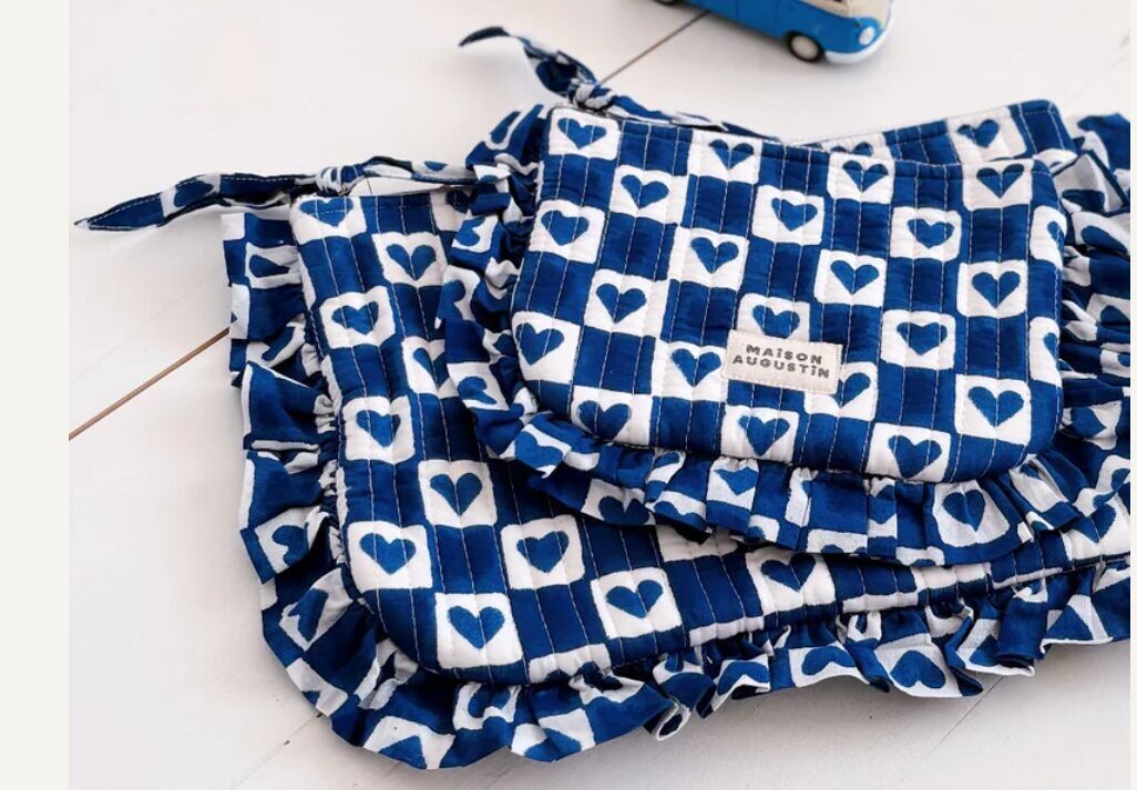 Piccola borsa a scacchi blu