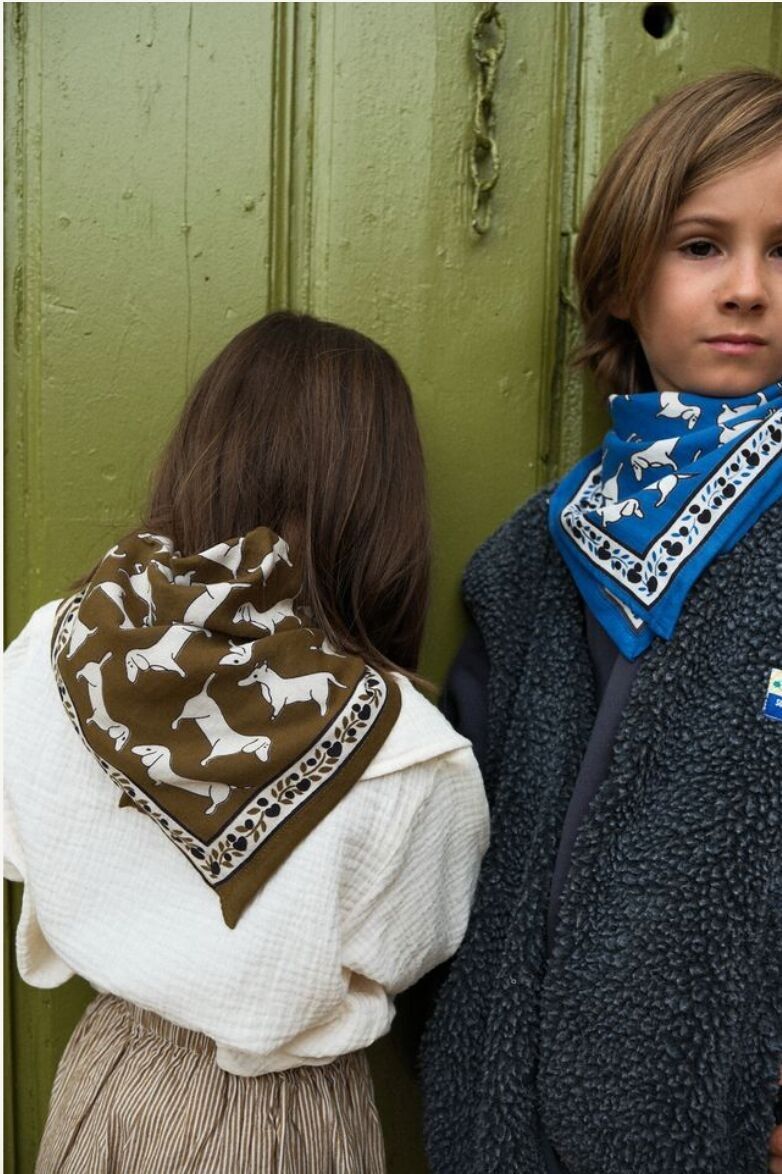 Foulard Bébé Enfant Teckel kaki