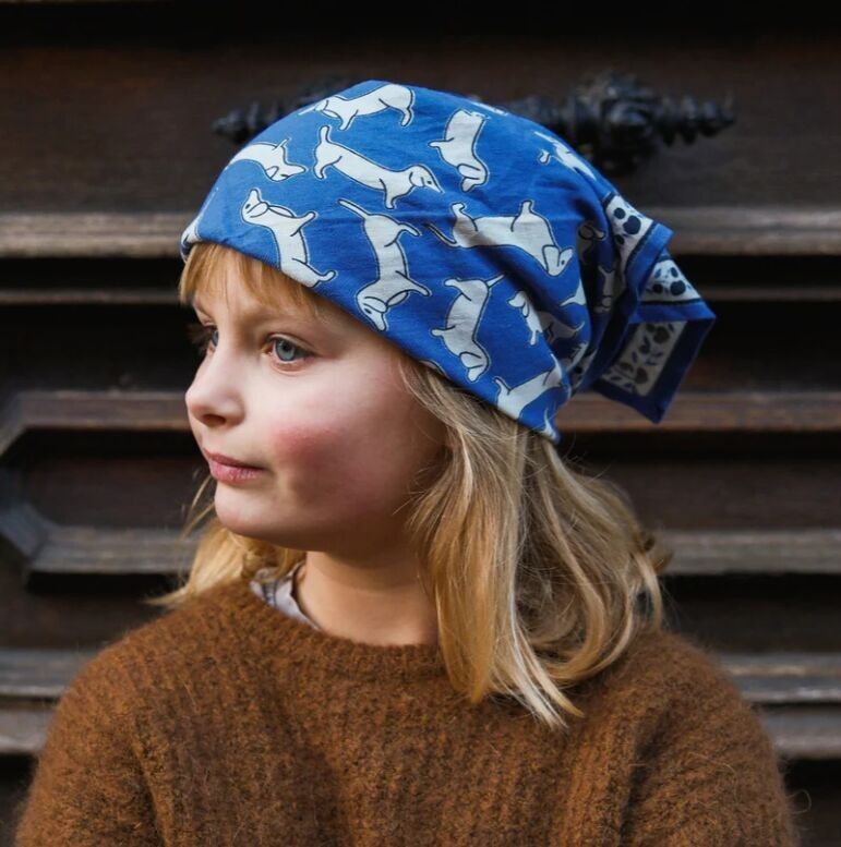 Foulard Bébé Enfant Teckel Blue