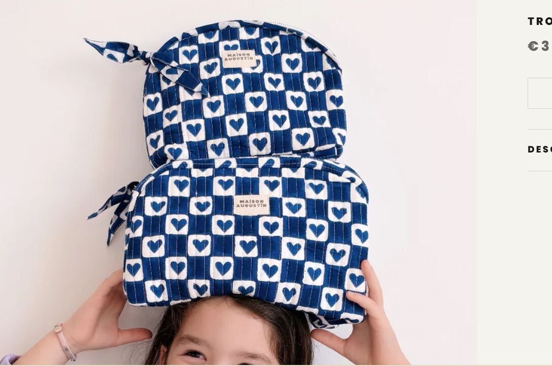 Borsa per il trucco a quadri blu