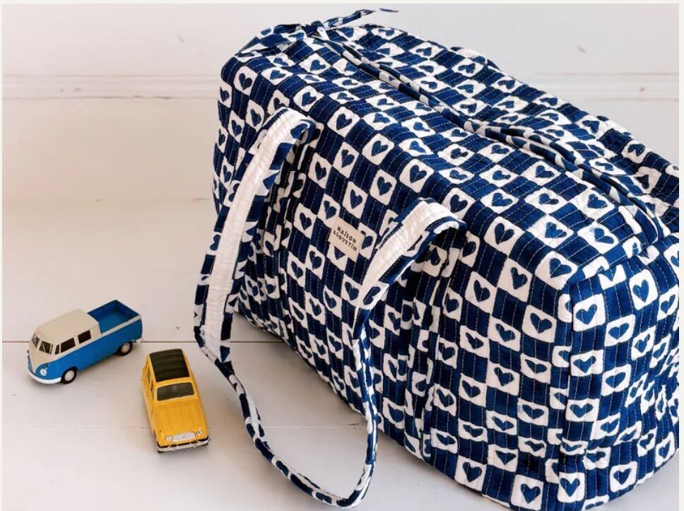 Borsa da weekend a quadri blu