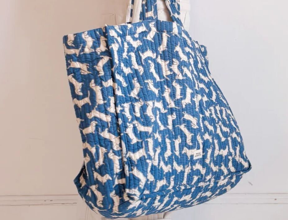 Borsa tote blu bassotto