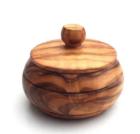 Mini scatola di latta con coperchio in legno d'ulivo