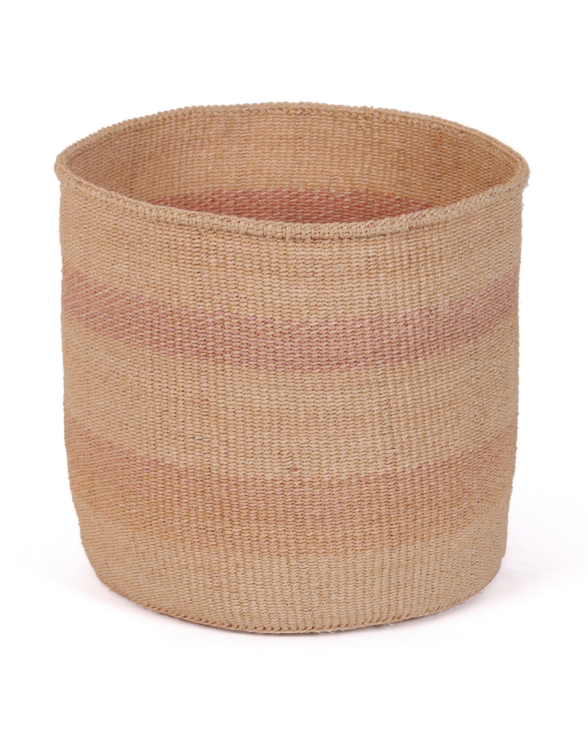 MBATI : Grand panier en sisal rose, pêche et naturel