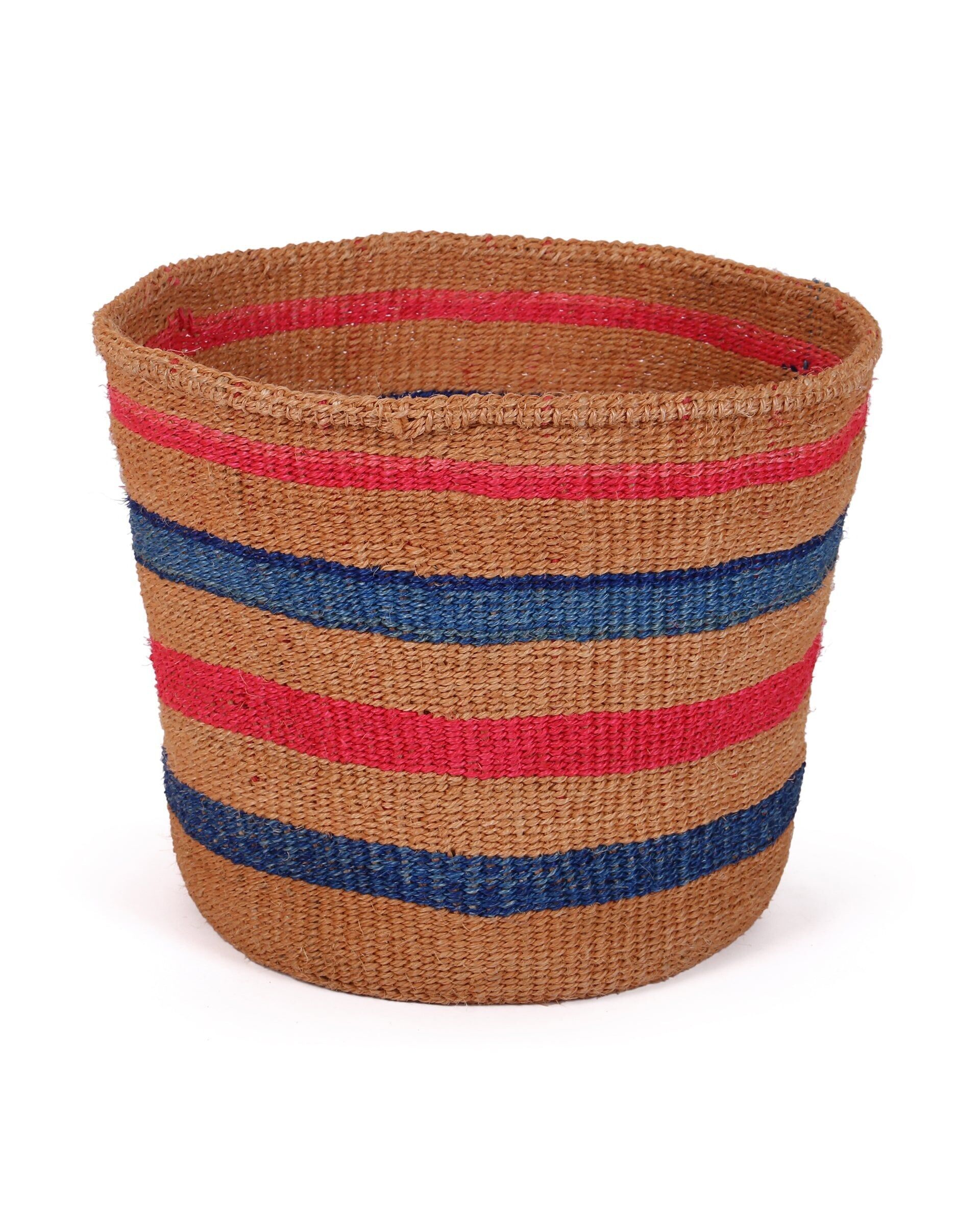 SIMBA: Grande cestino in sisal rosa e blu