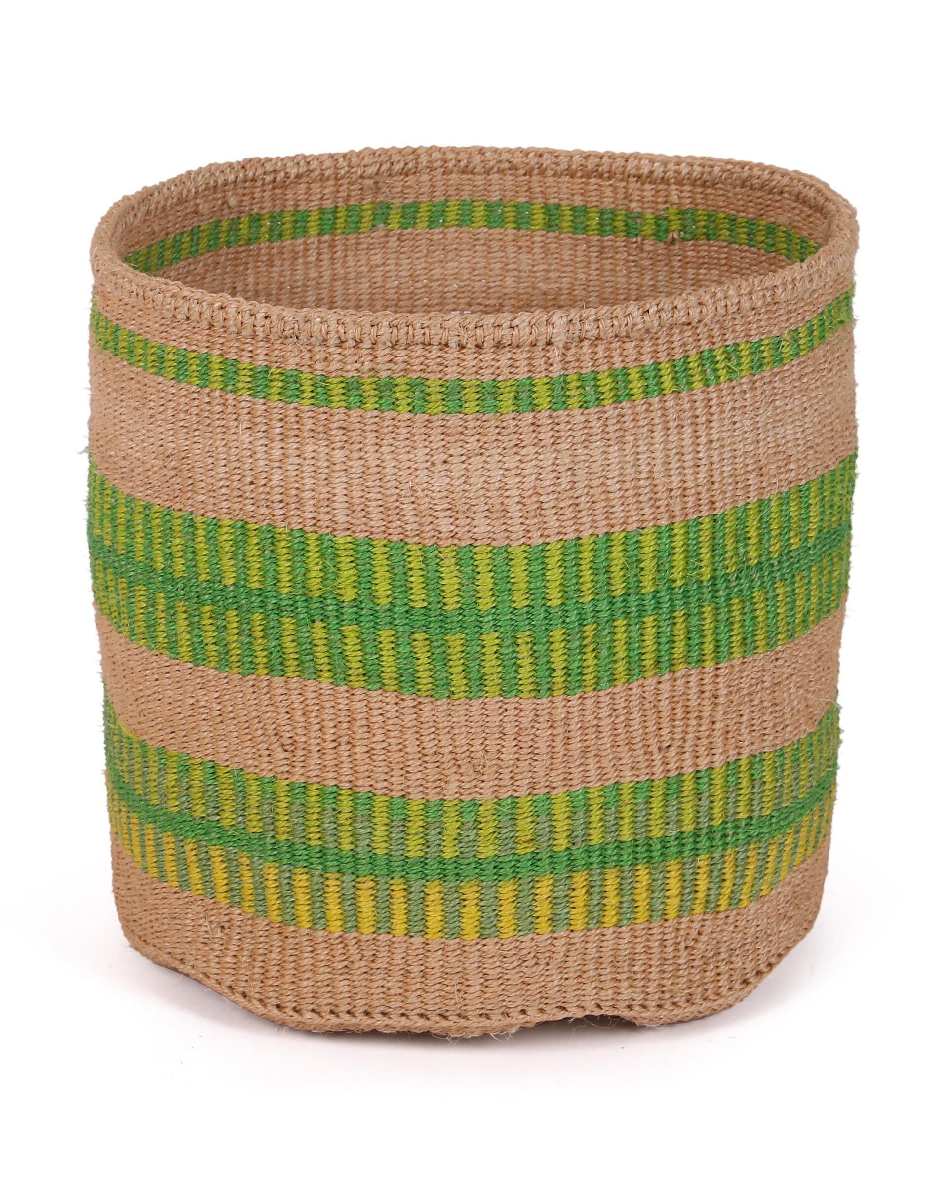 TAMUTAMU: Large Green & Lime Sisal Basket