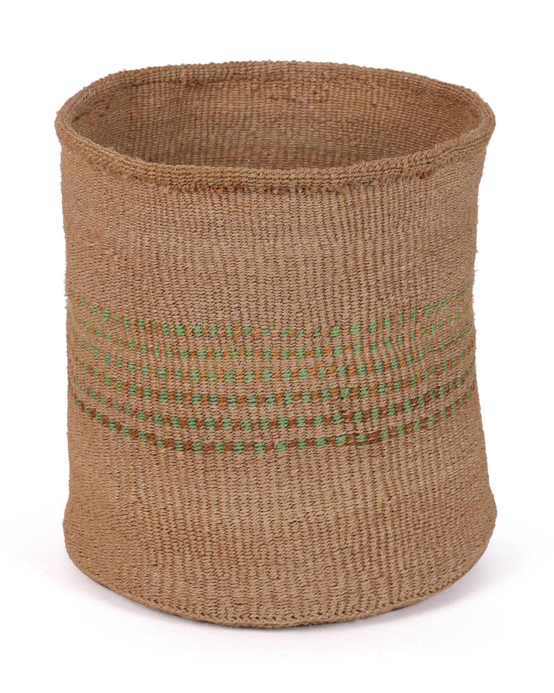 TENE: Large Green & Brown Sisal Basket