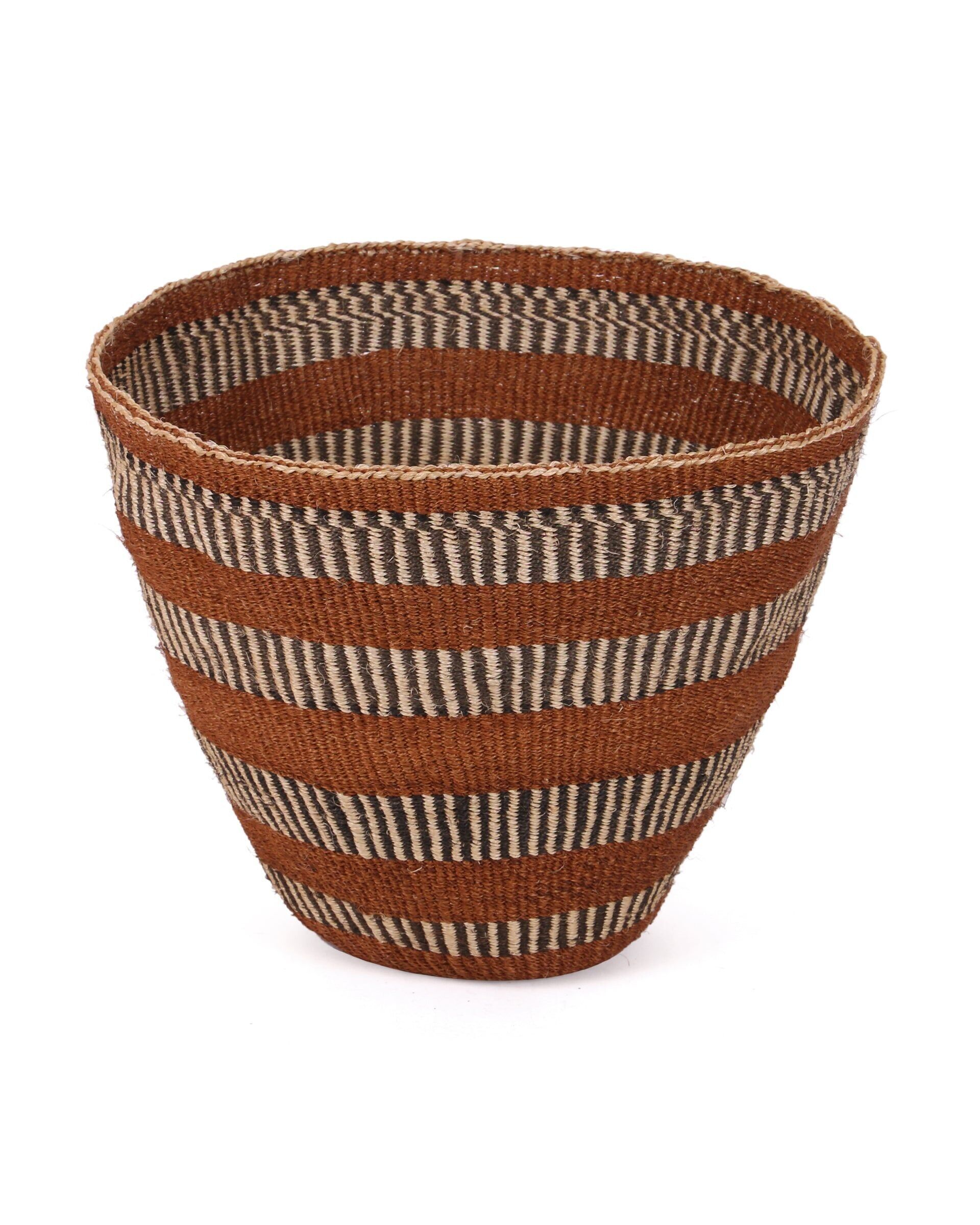 ZAMU: Cestino in sisal marrone, bianco e nero