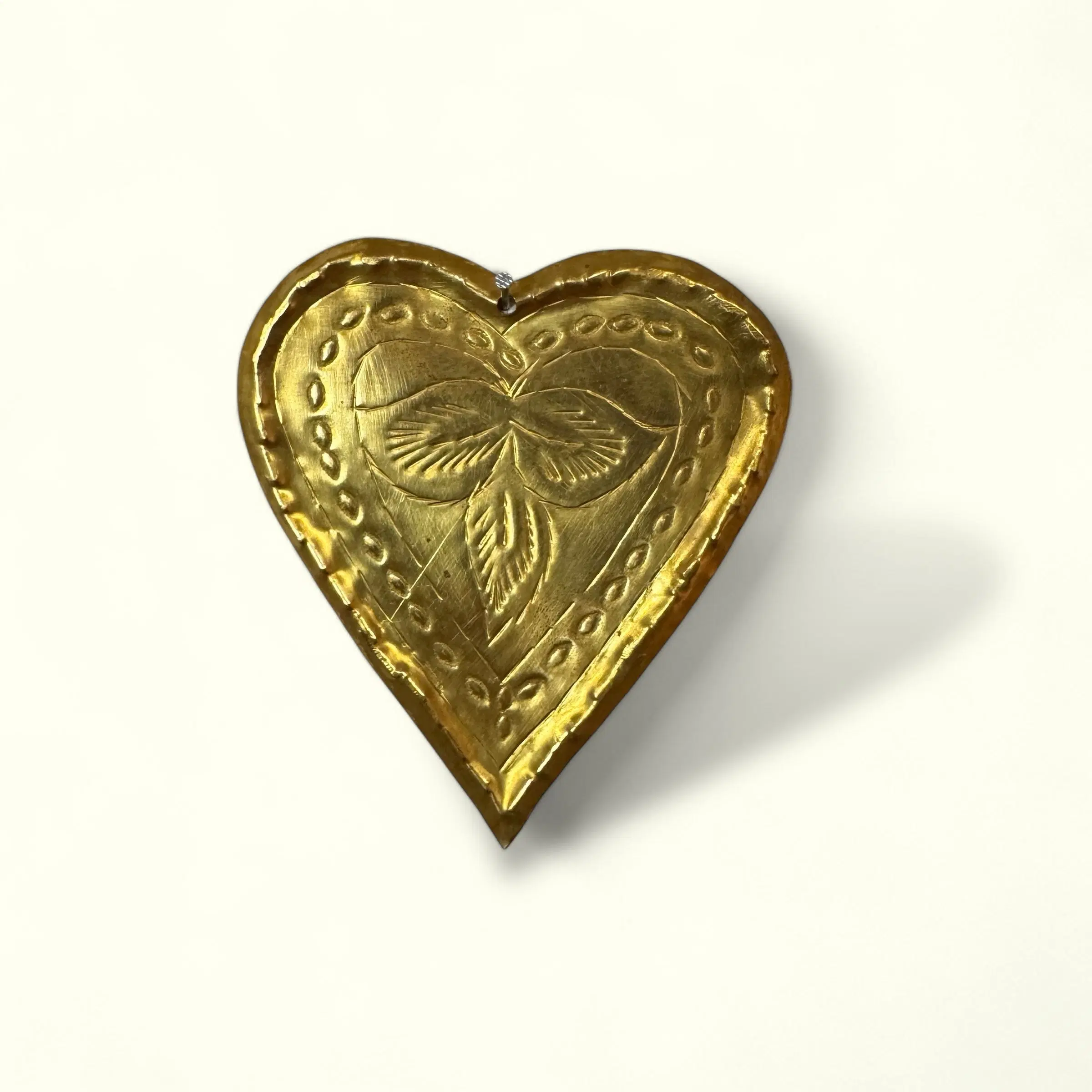 Broche Cœur En Laiton Style Art Nouveau - Dimensions 25x28mm - Occasion - Bel Accessoire Vintage