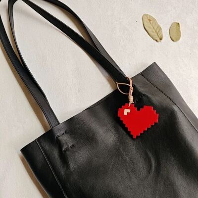Grain Leather Handmade Heart Bag Charms