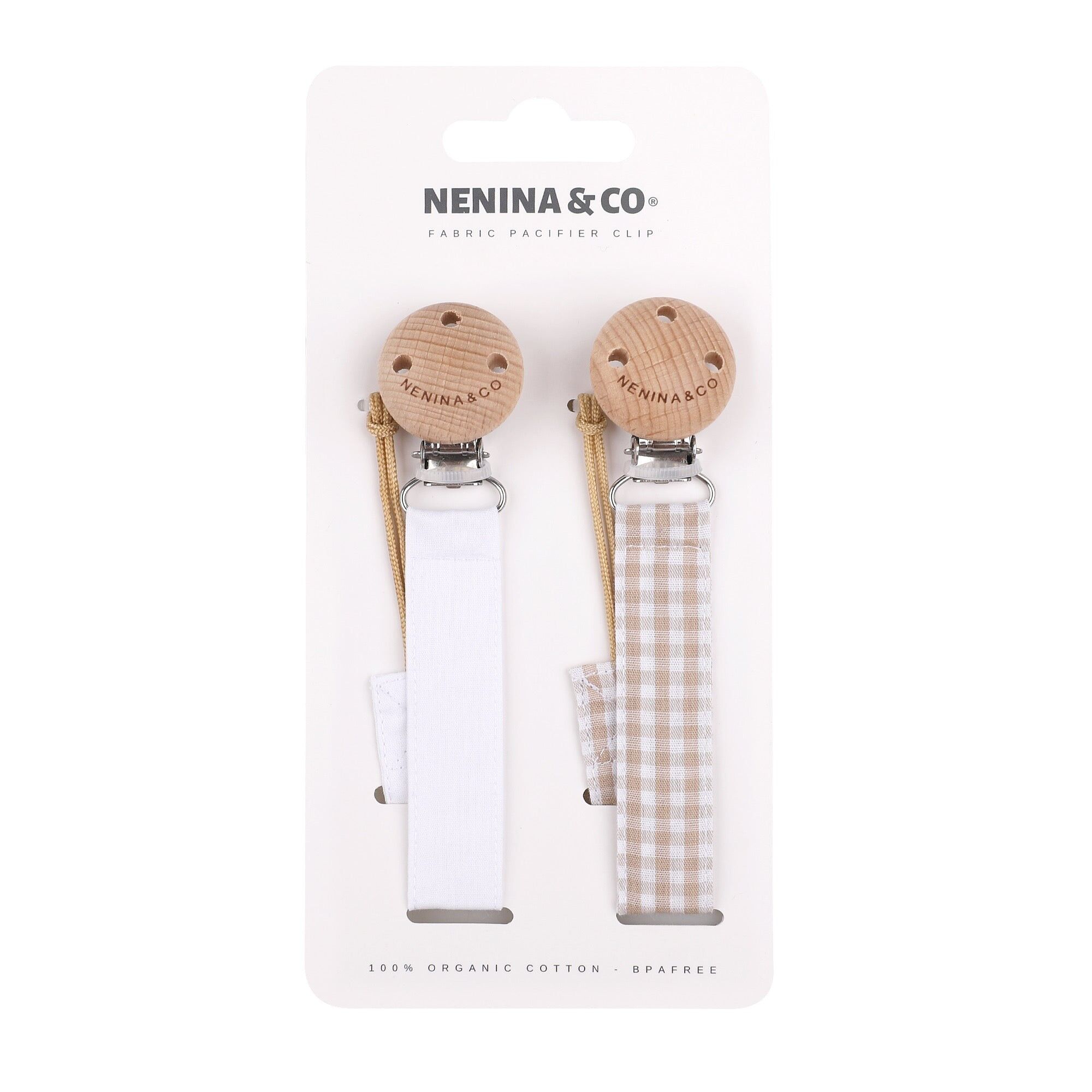 Schnullerhalter-Set x 2 DIAMOND beige + weiß von Nenina & Co