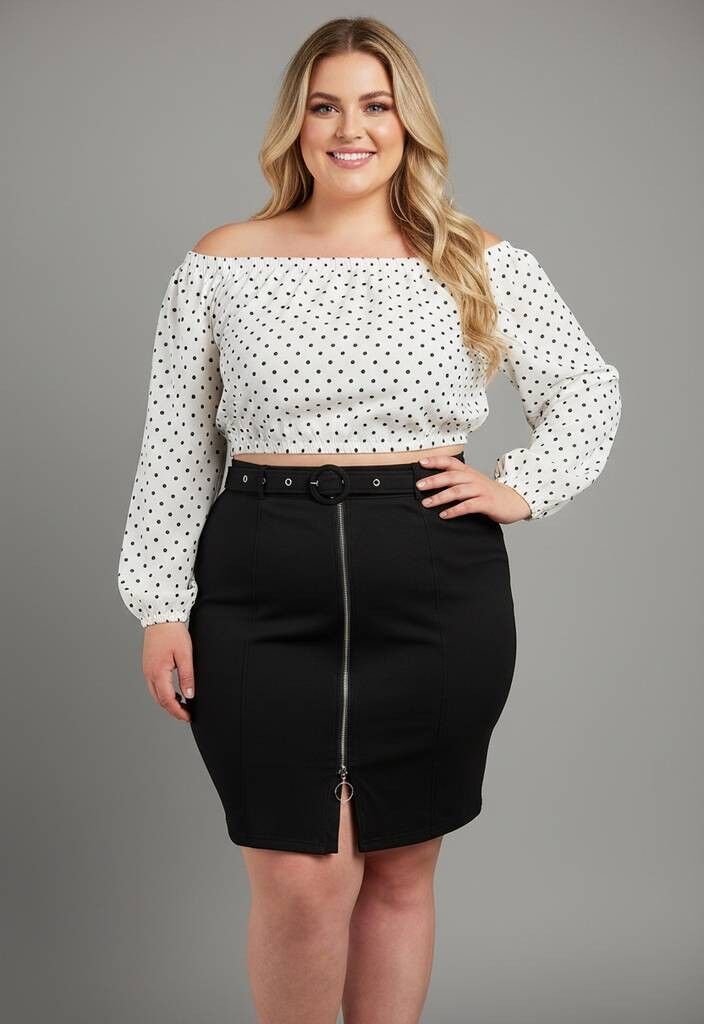 Jupe zippée noir grande taille (J202)