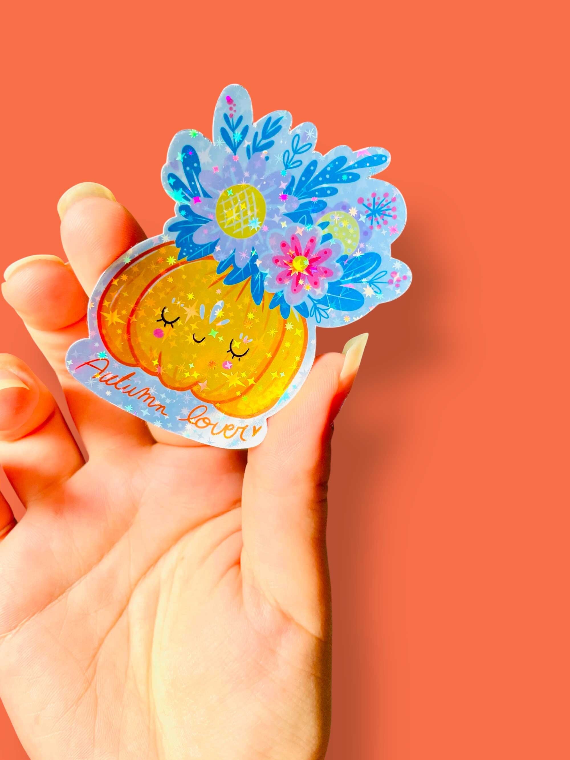 Holografischer Herbstkürbis-Aufkleber – Hergestellt in Frankreich