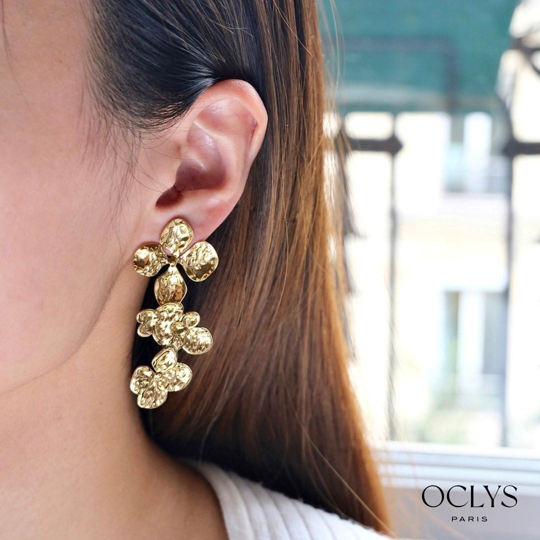 Ina stainless steel flower dangle earrings