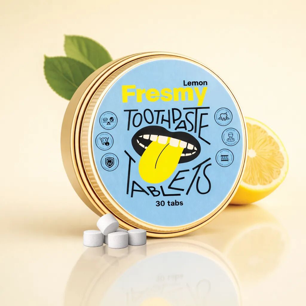 Lemon Toothpaste Tablets in aluminium tin