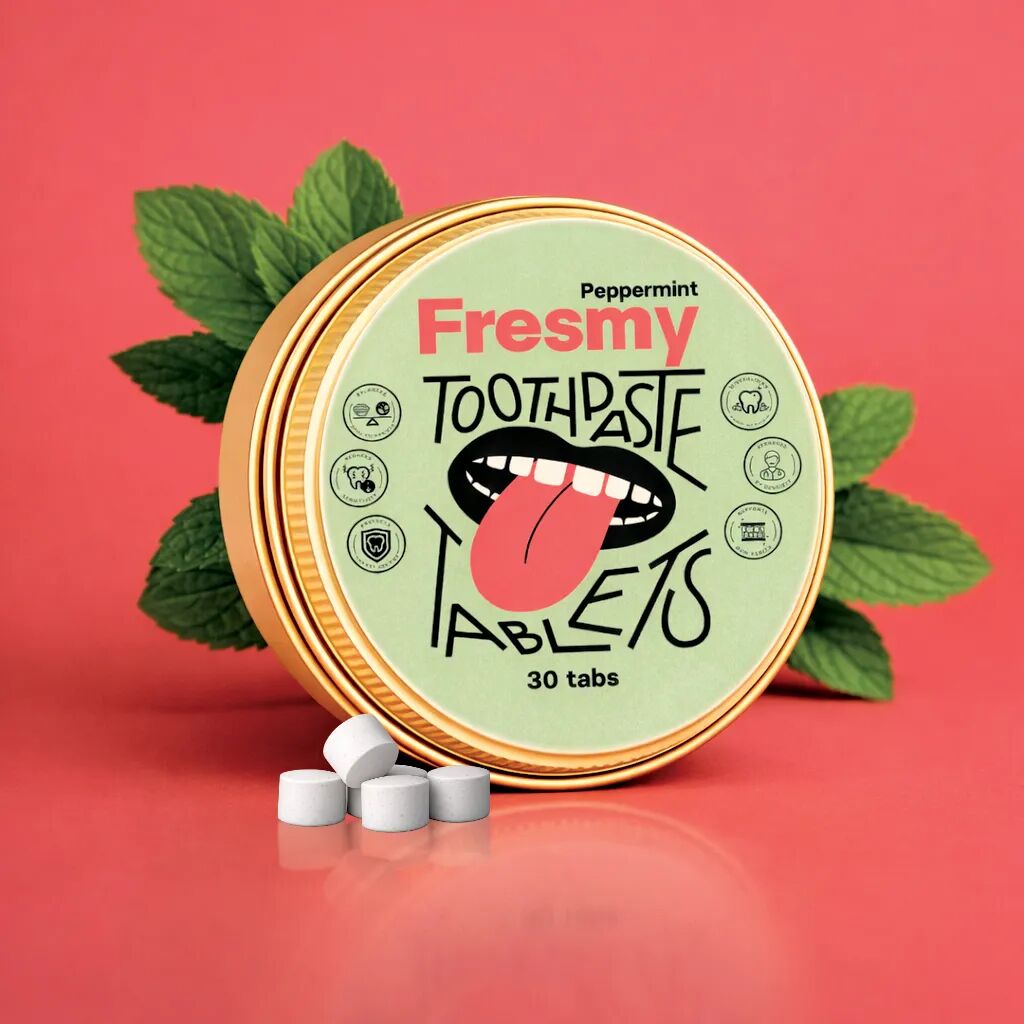 Peppermint Toothpaste Tablets in aluminium tin