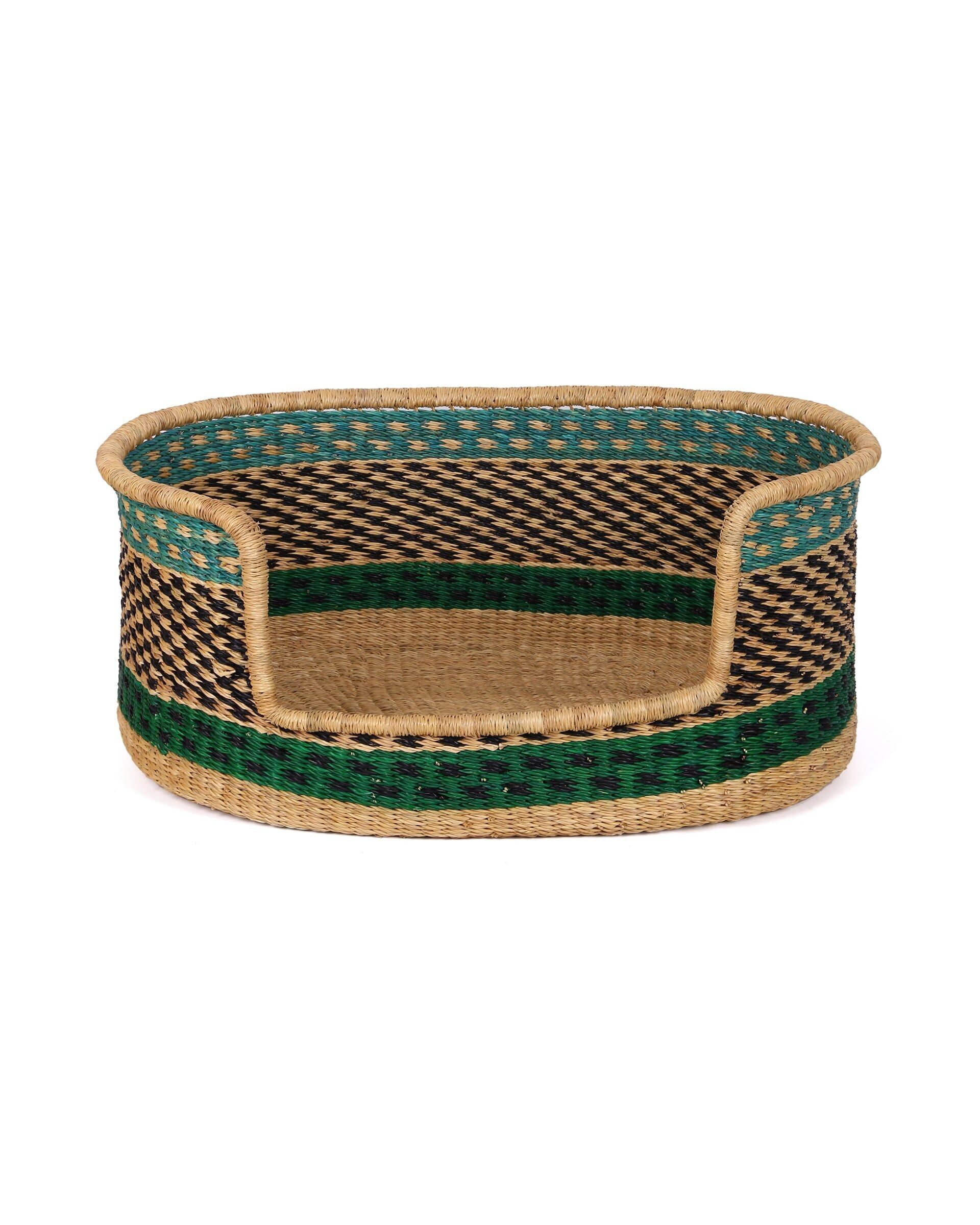 JADIAKA : Petit panier pour chien bleu, vert et noir