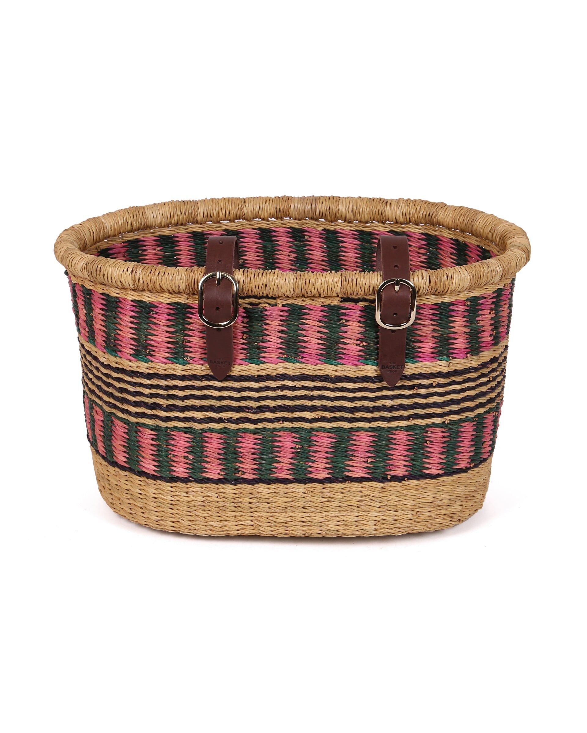 BURAI: Cestino per bicicletta oblungo rosa, verde e nero