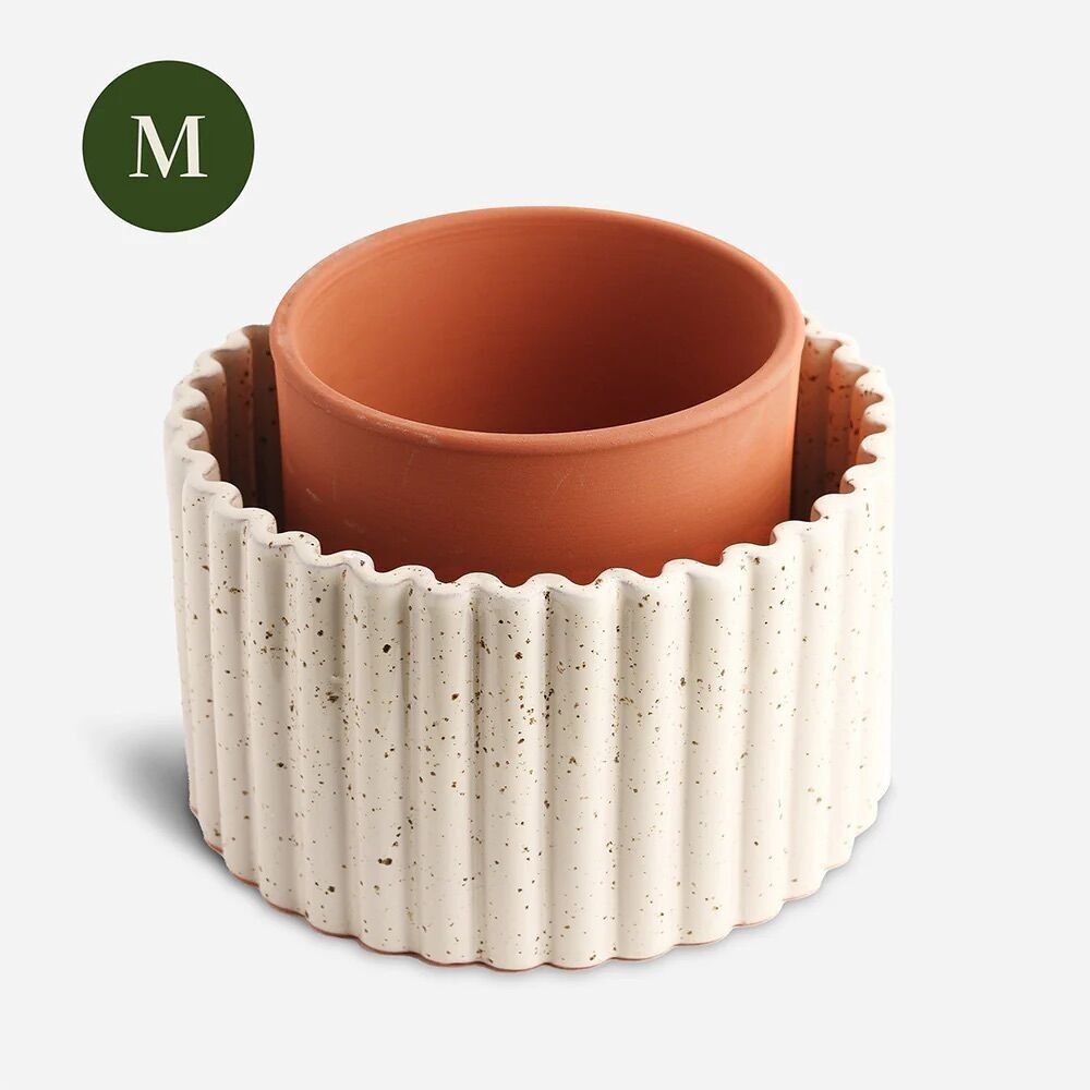 Maceta autónoma Paula (M) - Blanco granulado (¡Nuevo!) ¡