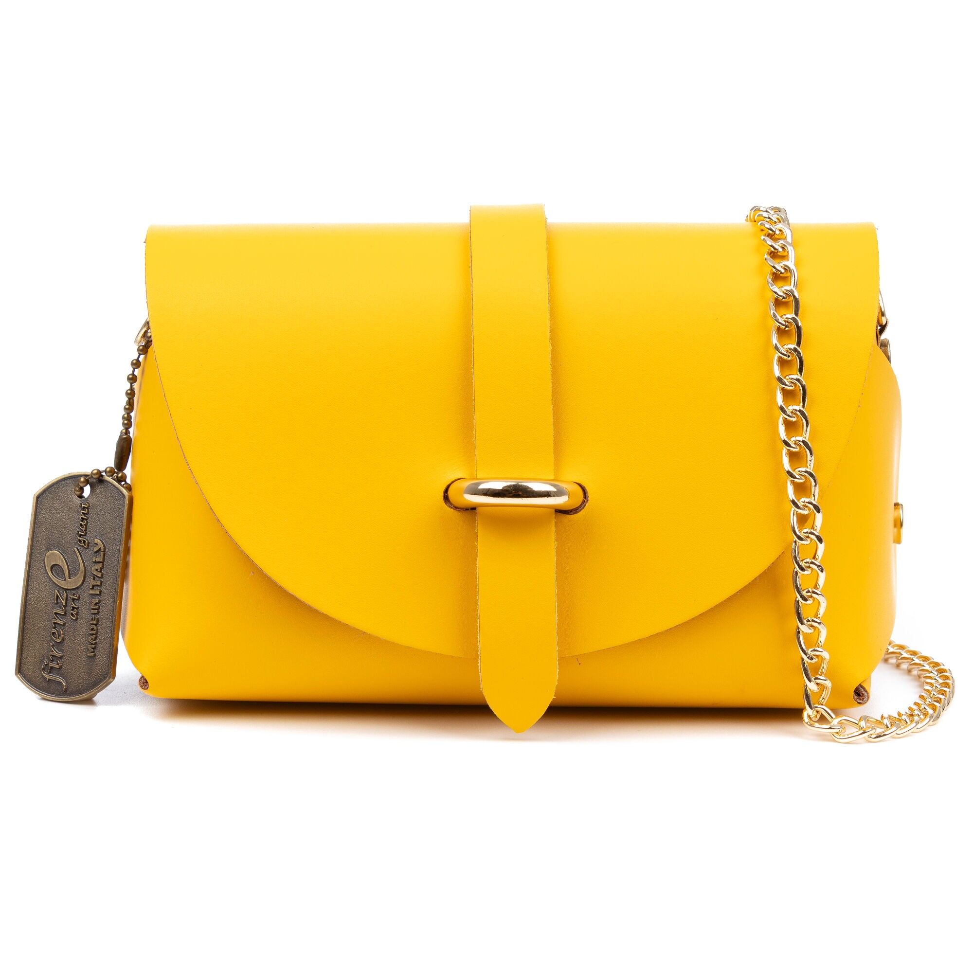 Borsa a tracolla Aurora da donna.Pelle Ruga genuina Colore: Giallo