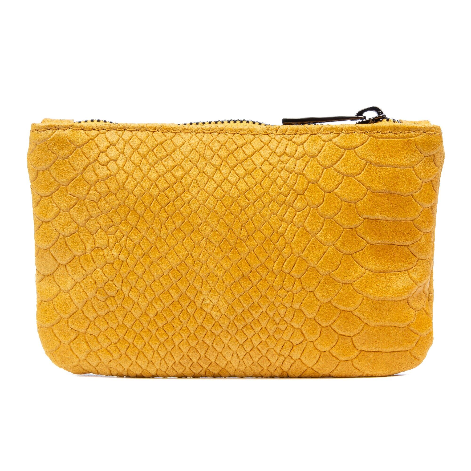 Secondo portafoglio da donna.Vera pelle scamosciata con stampa serpente Colore: cammello