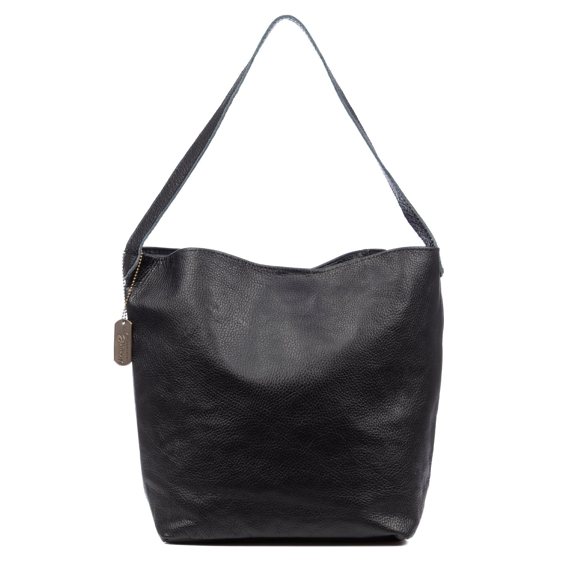 Borsa a tracolla da donna Bannio. Vera pelle Dollaro. Colore: Nero