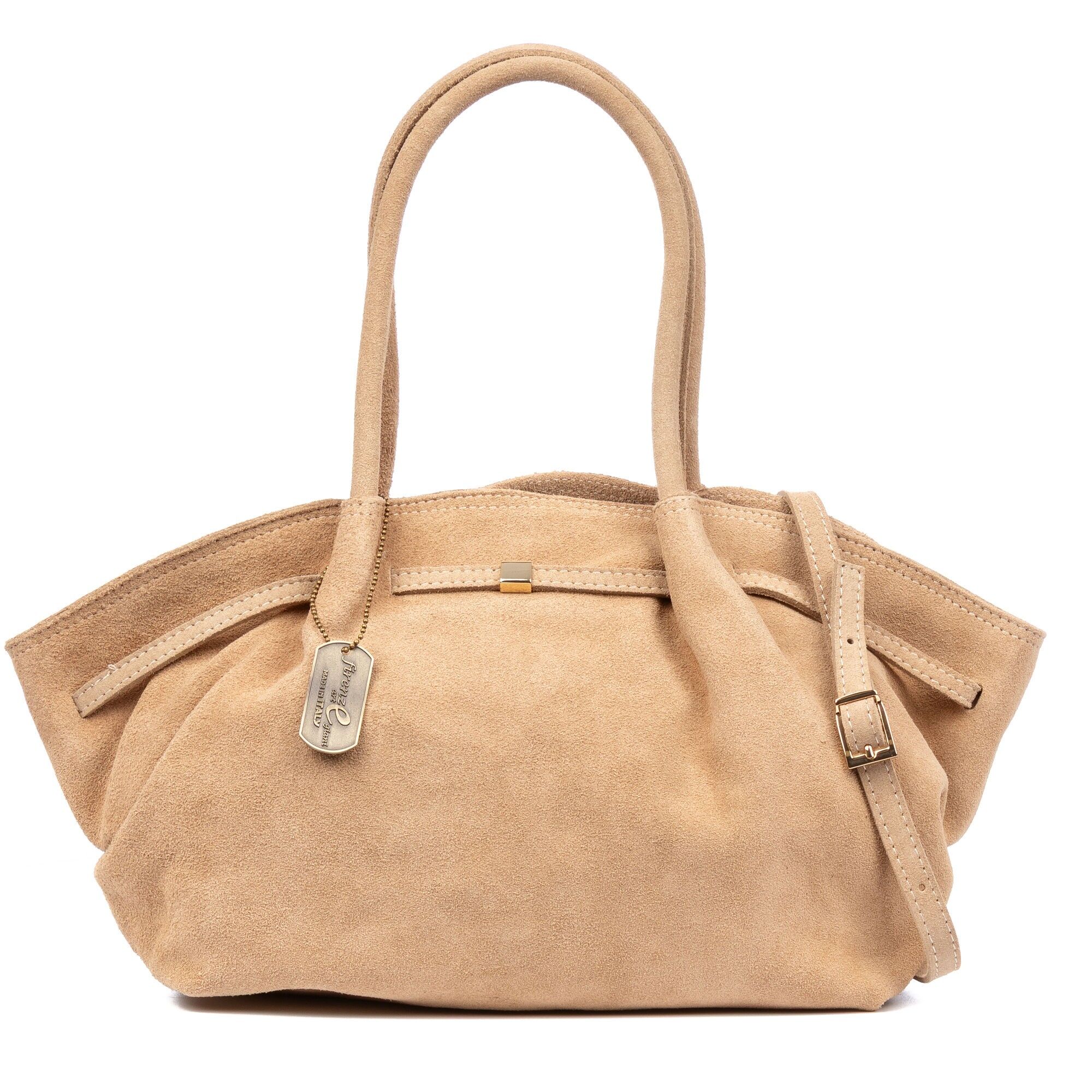 Borsa a tracolla da donna Baradili. Vera pelle scamosciata.