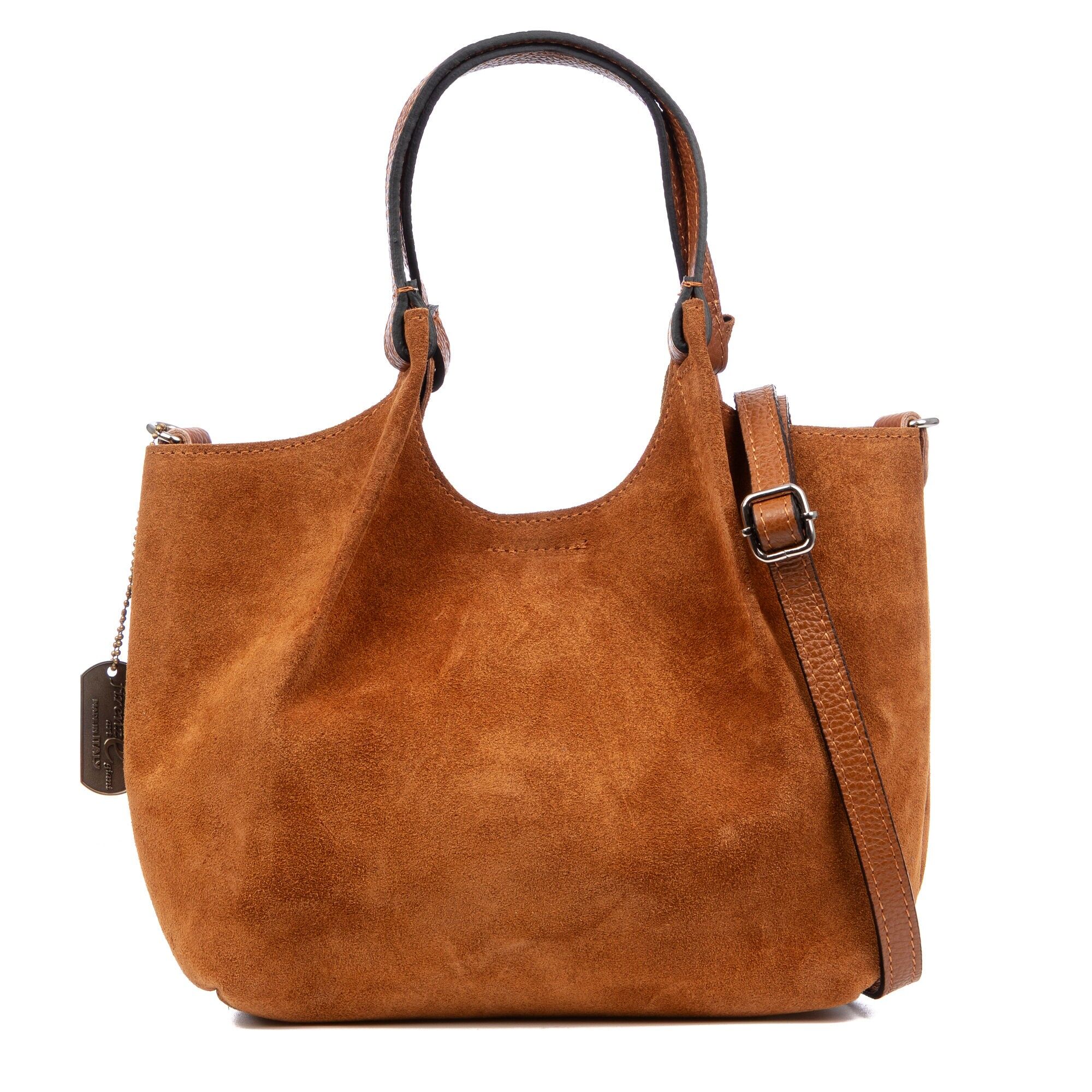 Borsa tote da donna Baragiano. Vera pelle scamosciata.