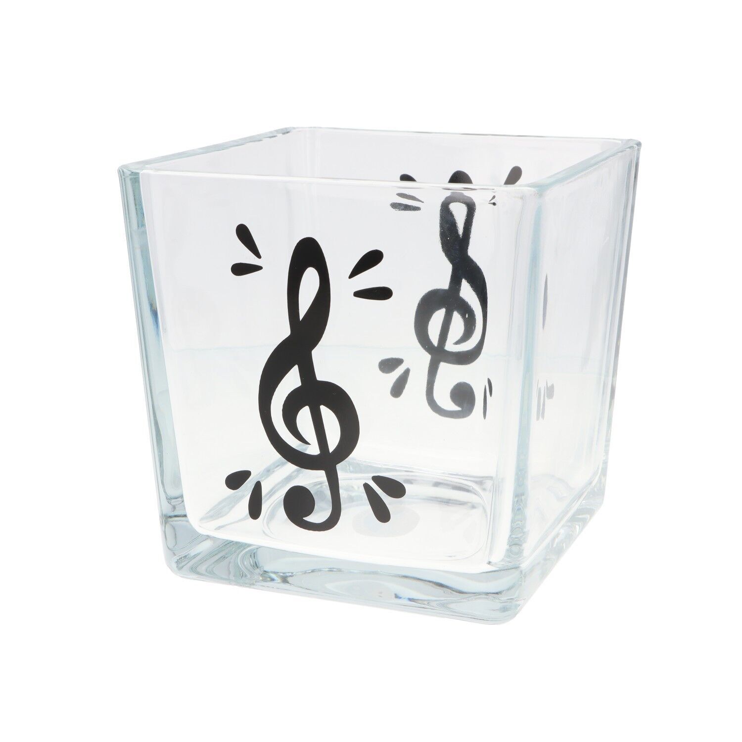 Jarrón de cristal con clave de sol - Color: negro