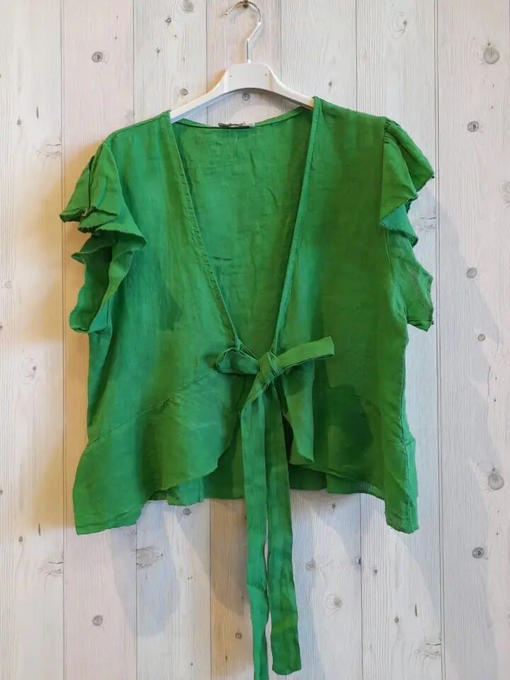 RIF 11895 BLUSA CORTA CON FIOCCO 100% LINO