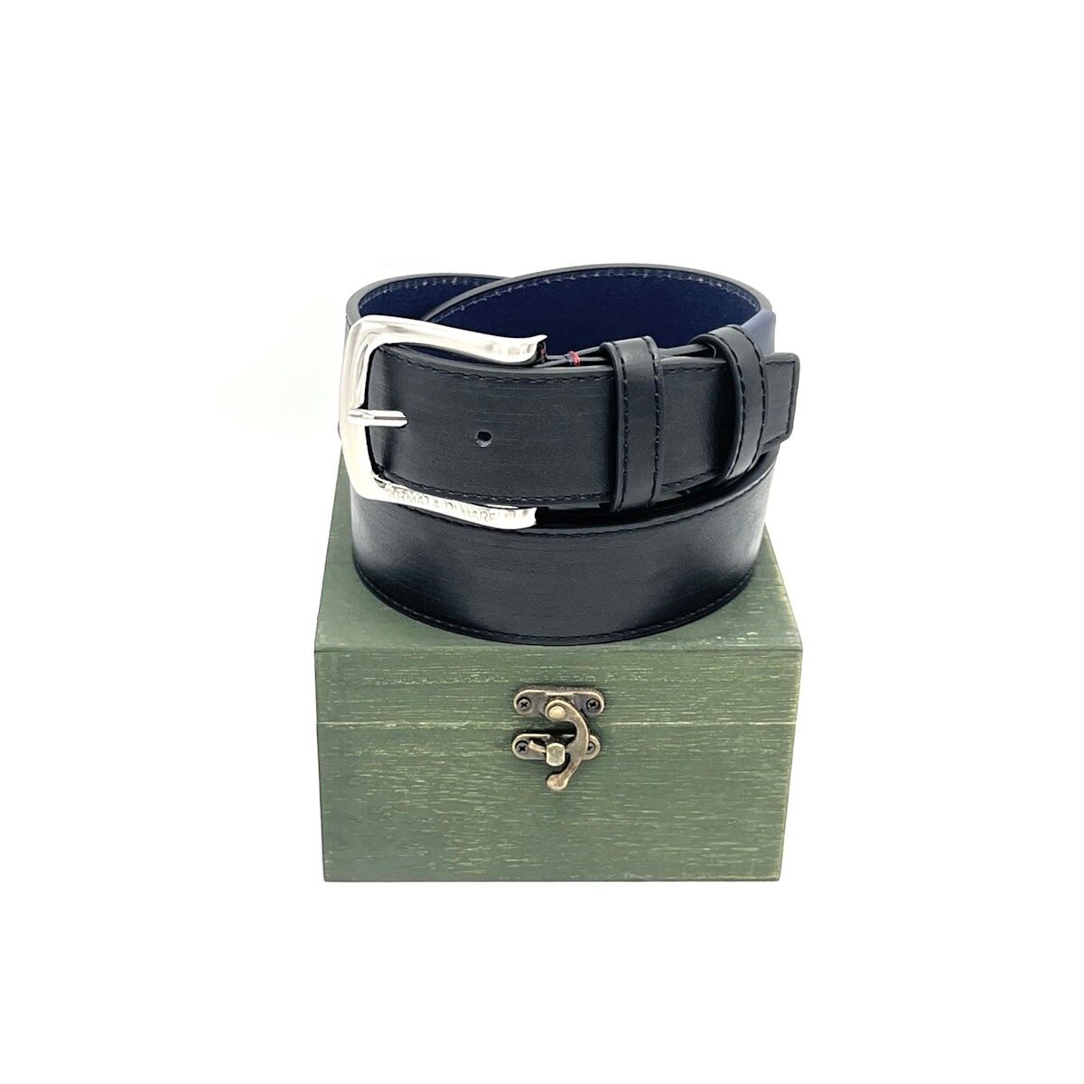 Idea regalo di Natale, cintura in pelle con scatola di lana, Armata di Mare, art.IDK999-40